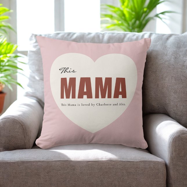 Modern Personalized Mama Heart Throw Pillow Kissen (Von Creator hochgeladen)