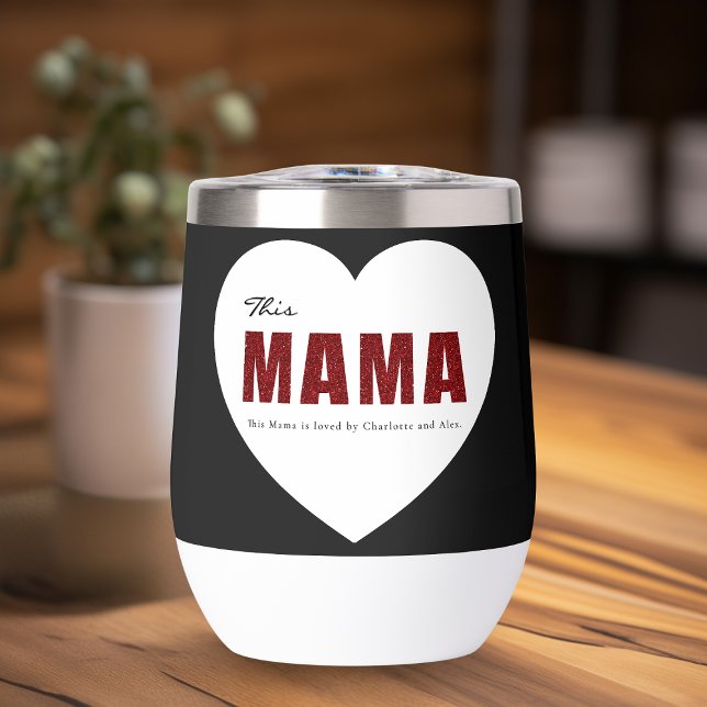 Modern Personalized Mama Heart Water Bottle (Von Creator hochgeladen)