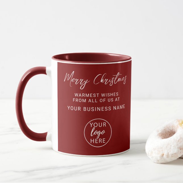 Modern Personalized Merry Christmas Business Logo Tasse (Mit Donut)