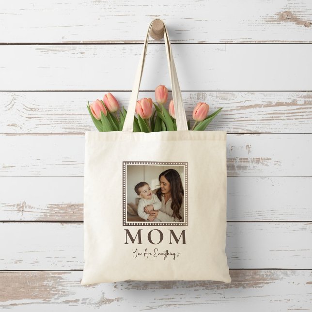 Modern Personalized Mom Photo Tote Bag Gift Tragetasche (Von Creator hochgeladen)