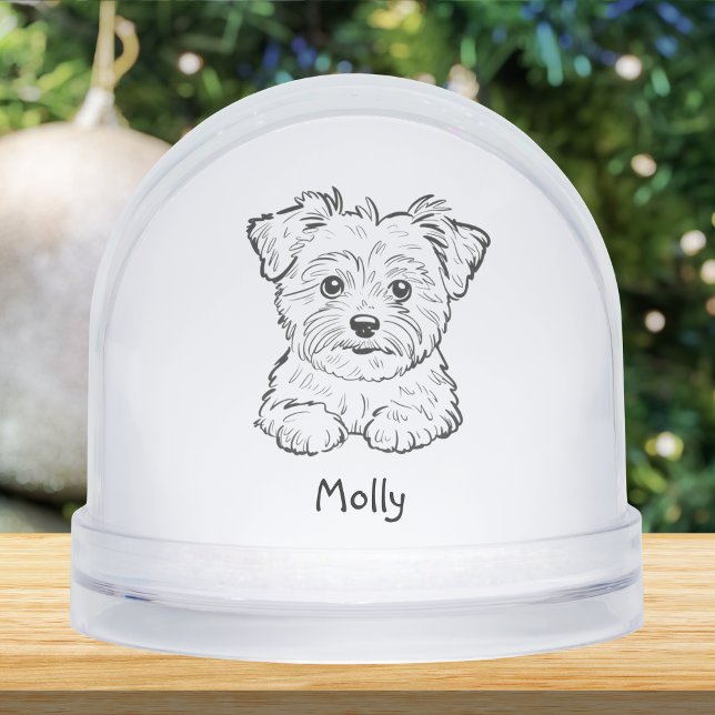 Modern Personalized Morkie Dog Christmas Schneekugeln (Von Creator hochgeladen)