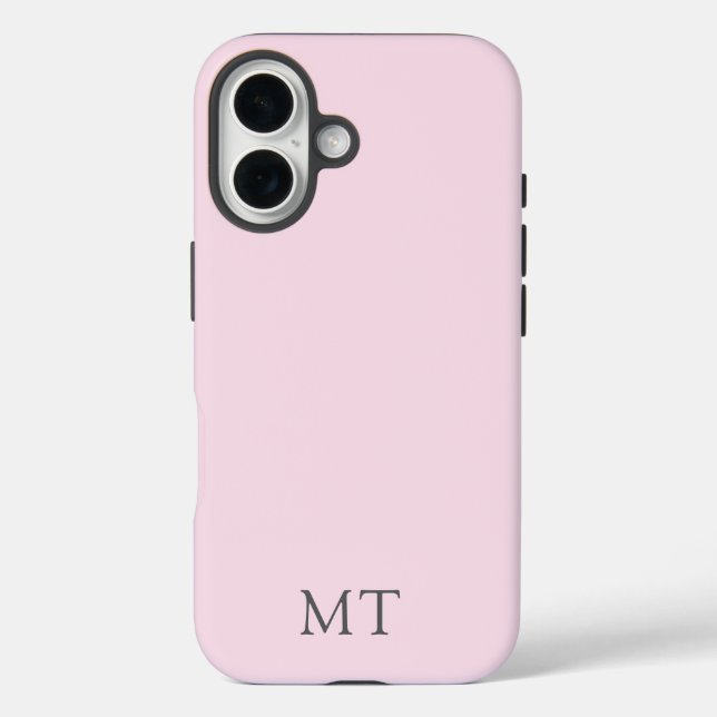 Modern Personalized Pink Grey Initial Monogram Case-Mate iPhone Hülle (Rückseite)