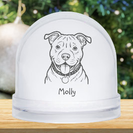 Modern Personalized Pitbull Dog Christmas Schneekugeln