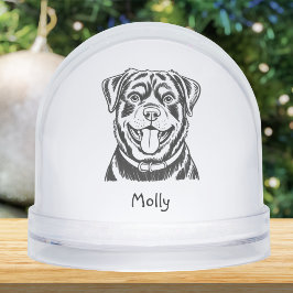 Modern Personalized Rottweiler Dog Christmas Schneekugeln