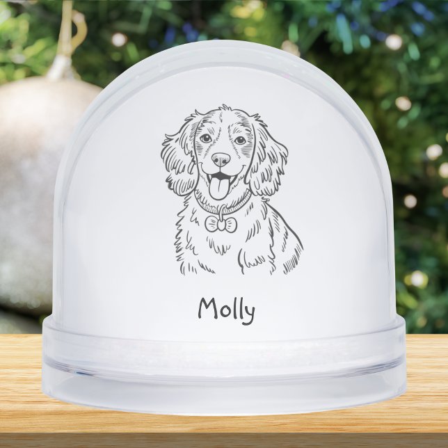 Modern Personalized Spaniel Dog Christmas Schneekugeln (Von Creator hochgeladen)