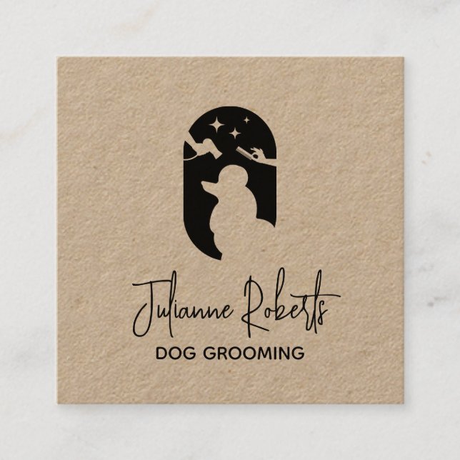 Modern pet care logo dog grooming quadratische visitenkarte (Vorderseite)