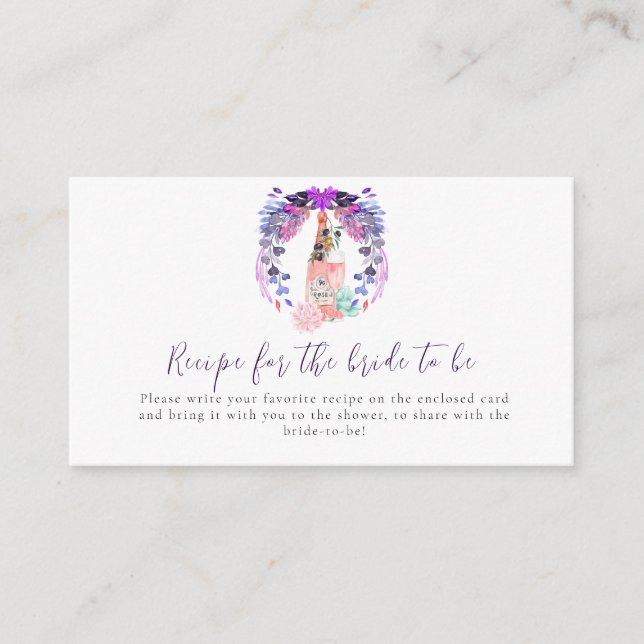 Modern Petals & Prosecco Brautparty Rezept Begleitkarte (Vorderseite)
