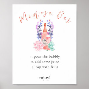 Modern Petals & Prosecco Sukkulent Mimosa Bar Sign Poster