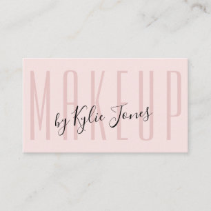 Modern Pfirsichrosa MUA Schönheitsmädchen Visitenkarte