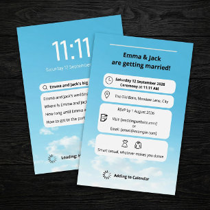 Modern Phone Screen Suche Thema Hochzeit Einladung