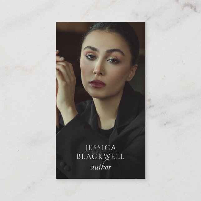 Modern Photo Author Writer Business Card Visitenkarte (Vorderseite)