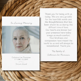 Modern Photo Bereavement Funeral Thank You Card Begleitkarte