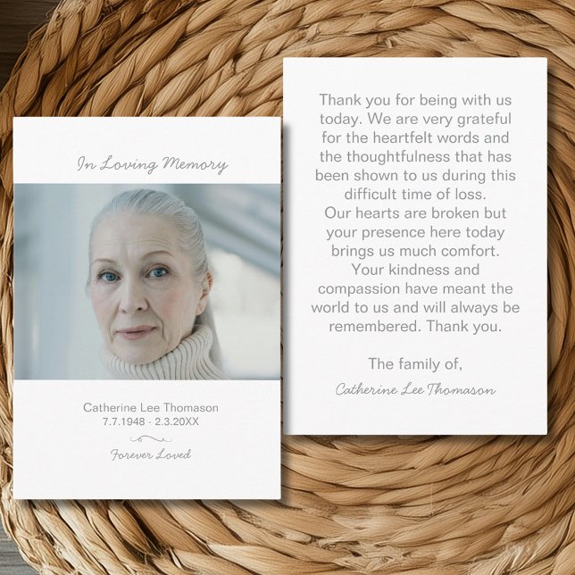 Modern Photo Bereavement  Funeral Thank You Card Begleitkarte (Modern Photo Bereavement Funeral Thank You Card)