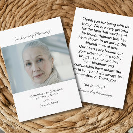 Modern Photo Bereavement Funeral Thank You Card Begleitkarte
