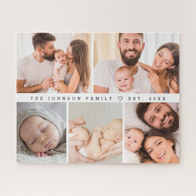 Modern Photo Collage Gallery Family Personalized Puzzle (Horizontal)