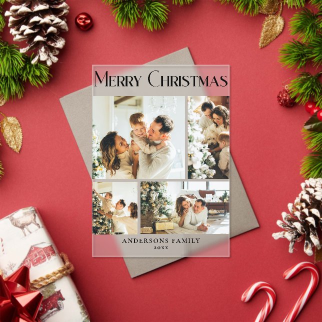 Modern Photo Collage Merry Christmas Holiday  Card Acryleinladungen (Insitu (Feiertag))