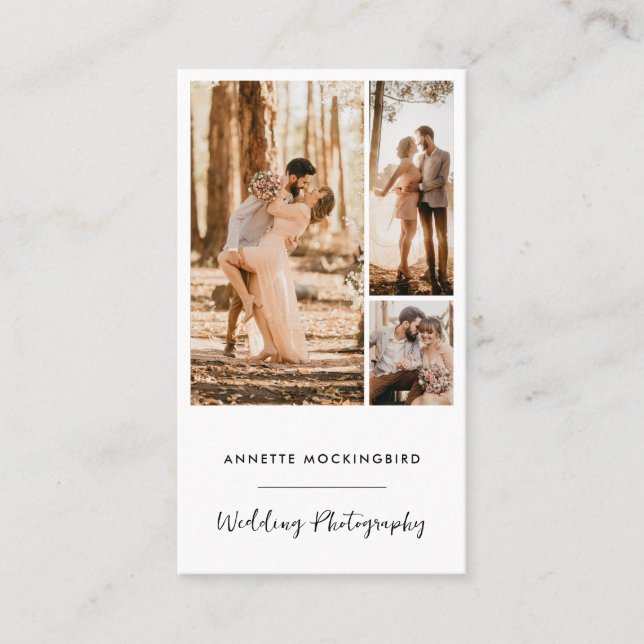 Modern Photo Collage Wedding Photography Script Visitenkarte (Vorderseite)