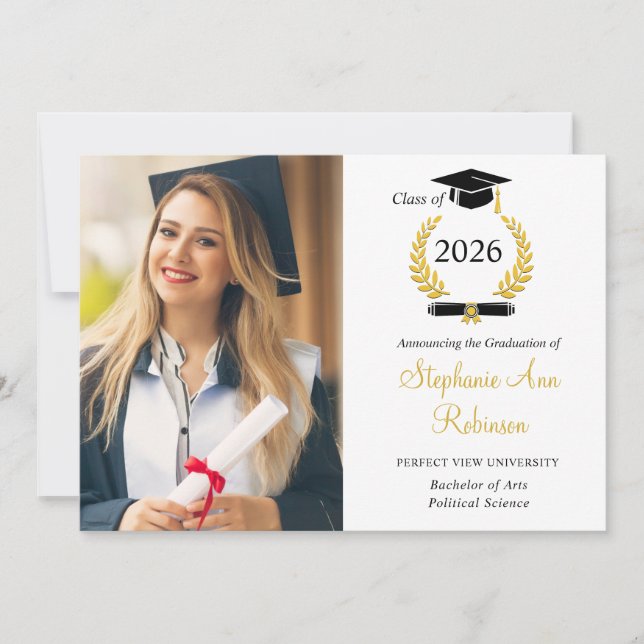 Modern Photo College Graduation Announcement Einladung (Vorderseite)