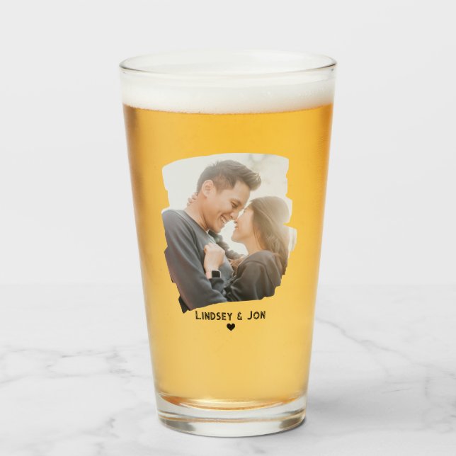 Modern Photo Custom Name or Message Beer  Glas (Vorne (Gefüllt))