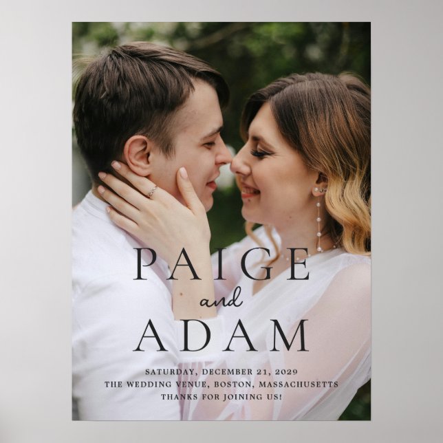 Modern Photo Editorial Wedding Welcome Sign Poster (Vorne)