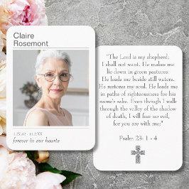 Modern Photo Funeral Cross Psalm 23 Prayer Card Visitenkarte
