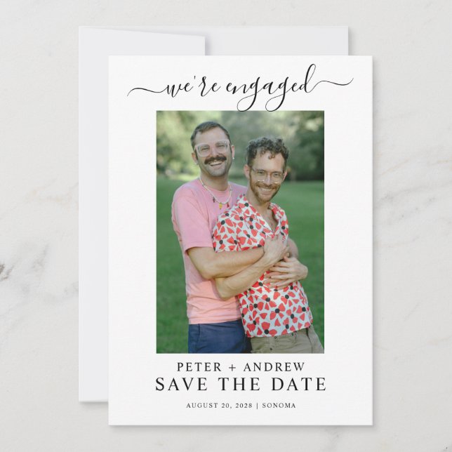 Modern Photo Gay Wedding Save The Date Einladung (Vorderseite)