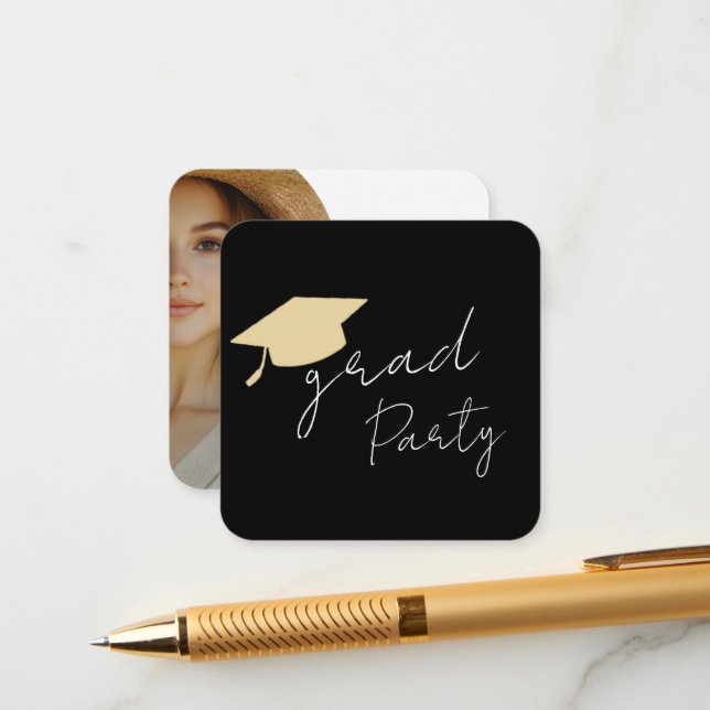 Modern Photo Grad Party  Begleitkarte (Vorderseite/Rückseite Beispiel)