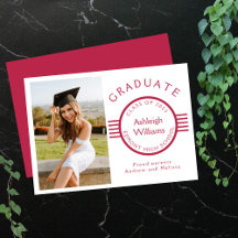 Modern Photo Graduate Magenta Stripes Graduation