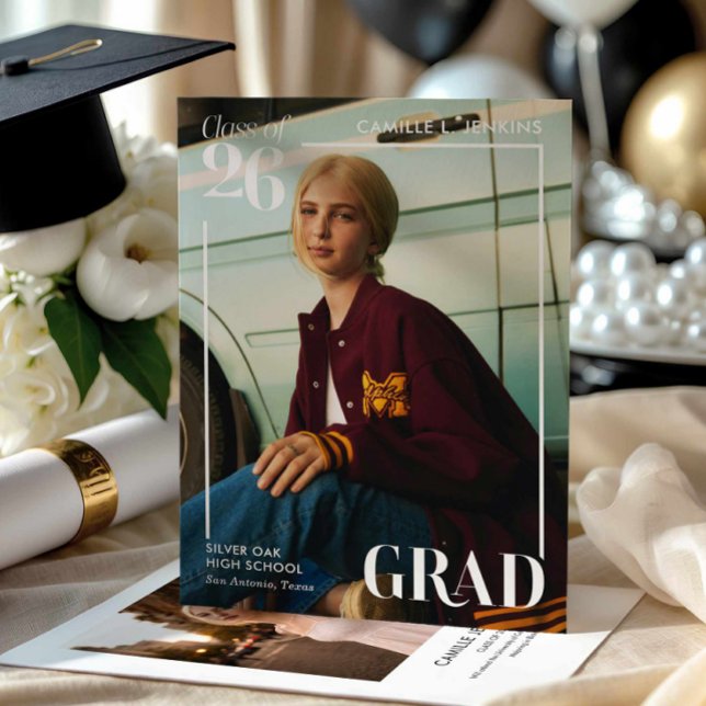 Modern Photo Graduation Announcement Einladung (Modern Photo Grad Announcement Card)