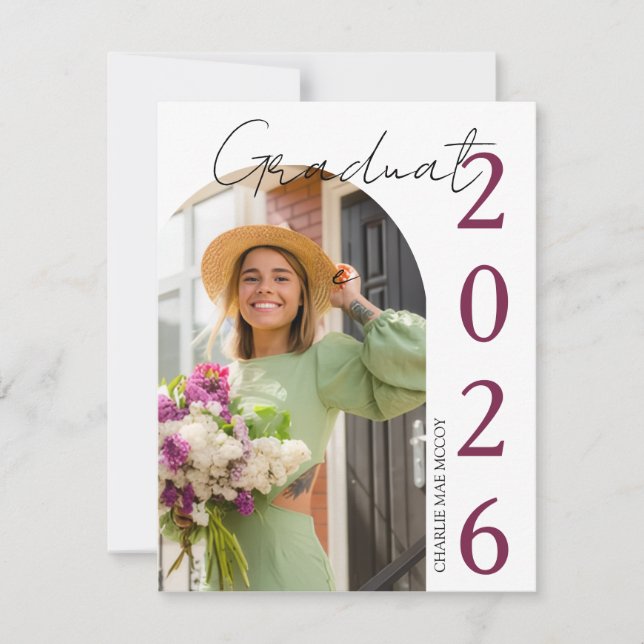 Modern Photo Graduation Invitation RSVP Karte (Vorderseite)
