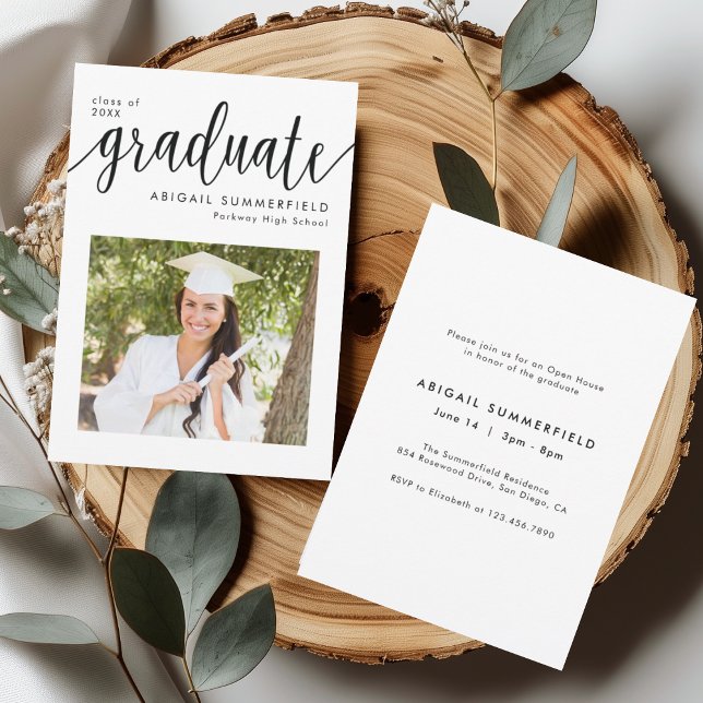 Modern Photo Graduation Open House Invitation Dankeskarte (Von Creator hochgeladen)