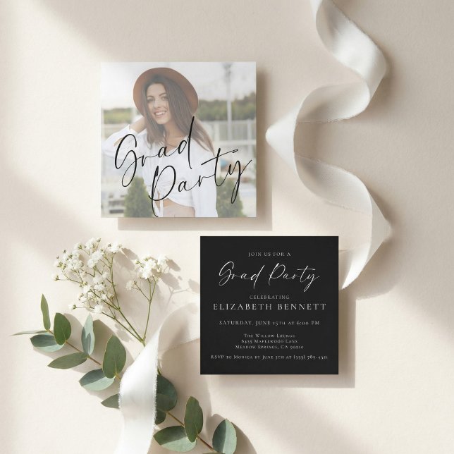 Modern Photo Graduation Party Begleitkarte (Von Creator hochgeladen)