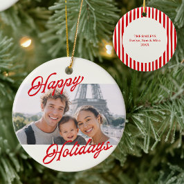 Modern Photo Happy Holidays Family Keepsake Keramik Ornament