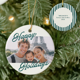 Modern Photo Happy Holidays Family Keepsake Keramik Ornament