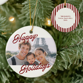 Modern Photo Happy Holidays Family Keepsake Keramik Ornament