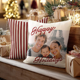 Modern Photo Happy Holidays Family Keepsake Kissen