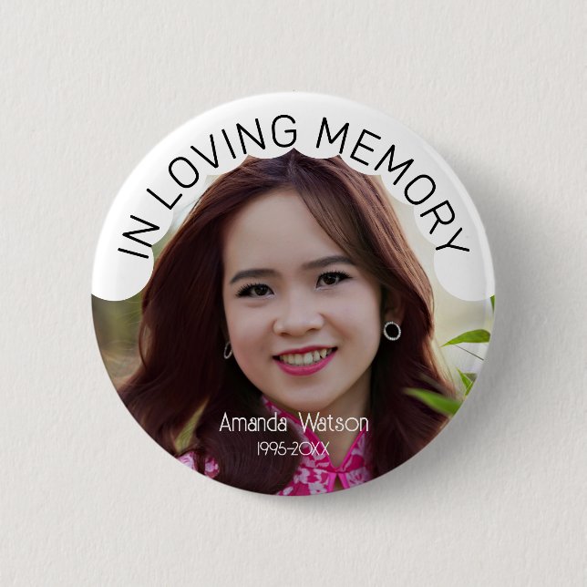 Modern Photo Memorial Tribute Funeral Button (Vorderseite)