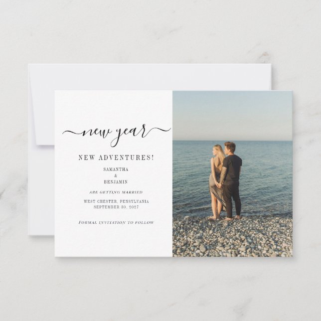 Modern Photo New Adventures Wedding Save The Date (Vorderseite)