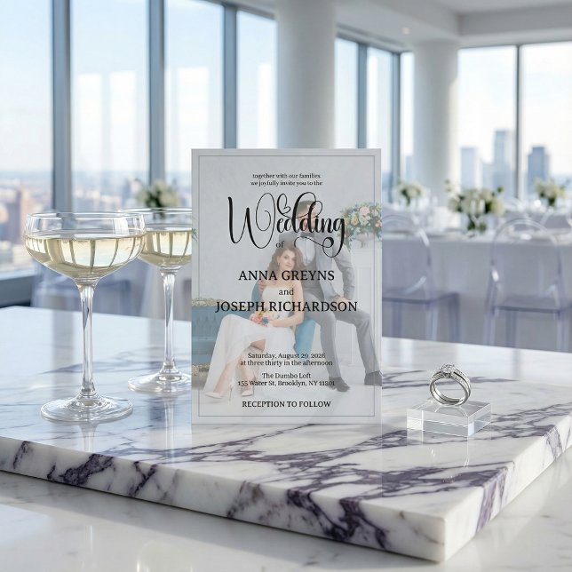 Modern Photo Overlay Black Calligraphy Wedding  Einladung (Von Creator hochgeladen)