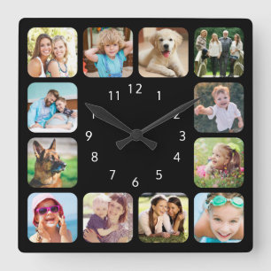 Modern Photo Personalized Black Acrylic Wall Clock Quadratische Wanduhr