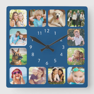 Modern Photo Personalized Blue Acrylic Wall Clock Quadratische Wanduhr