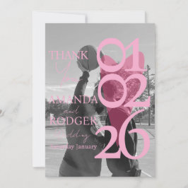 Modern Photo Pink Typography  Thank You Card Dankeskarte