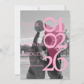 Modern Photo Pink Typography  Thank You Card Dankeskarte
