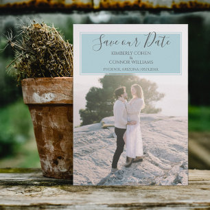 Modern Photo Save the Date Aqua