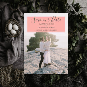 Modern Photo Save the Date Coral