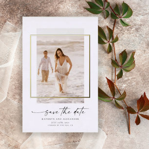 Modern Photo Save The Date Real Gold Folieneinladung