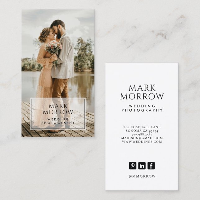Modern Photo Wedding Photographer Business Card Visitenkarte (Vorne/Hinten)