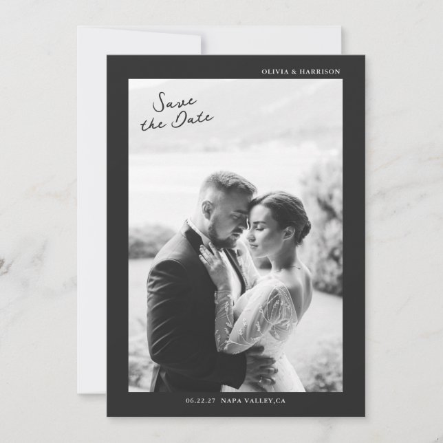 Modern Photo Wedding Save the Date Einladung (Vorderseite)