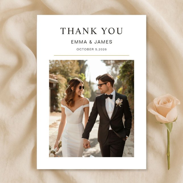 Modern Photo Wedding Thank You Card With Note Dankeskarte (Von Creator hochgeladen)