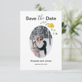 Modern Photo Yellow Rose and Vine White and Yellow Save The Date